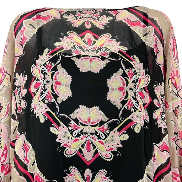 DANA BUCHMAN Oversized Top Black Pink Dolman Sleeve Lined Flowy Top Shirt sz M - Picture 2 of 16